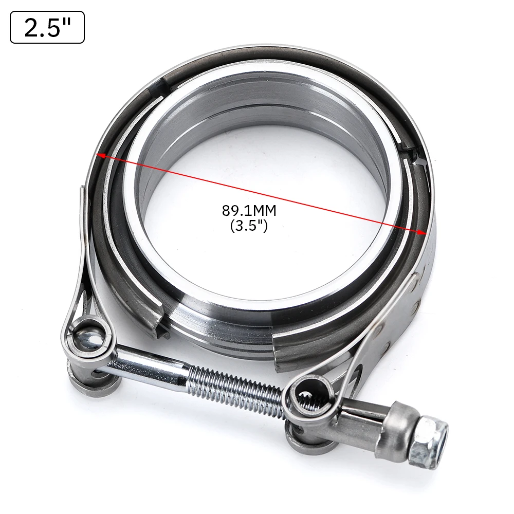 エキゾーストパイプクランプ,3インチ,2.5mm,63mm,76mm,オスおよびメスフランジ付き,vクランプ