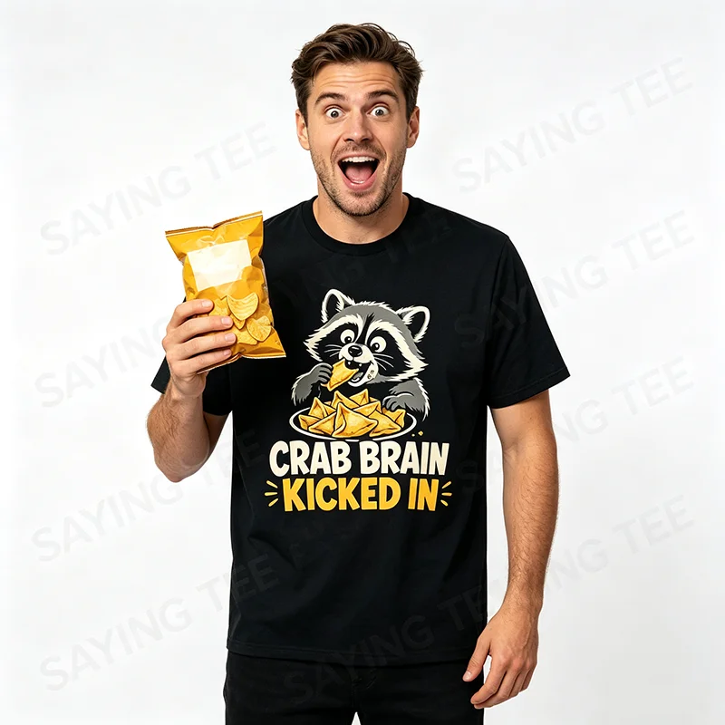 Lustiges Waschbär-Essen-der-Krabbe-T-Shirt für Rangoon-Goon-Liebhaber – Y2K Süßes Krabben-Gehirn-Design für Goon-Liebhaber – Ästhetische Kleidung, Neuheit-T-Shirt – Detail 6