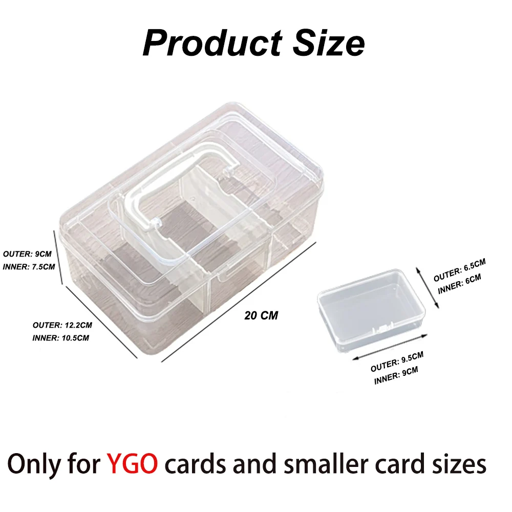 Plastic Transparent Card Box with 2 Dividers with Small Boxs Holds 400+ Cards Tranding Card Collection Box for YGO