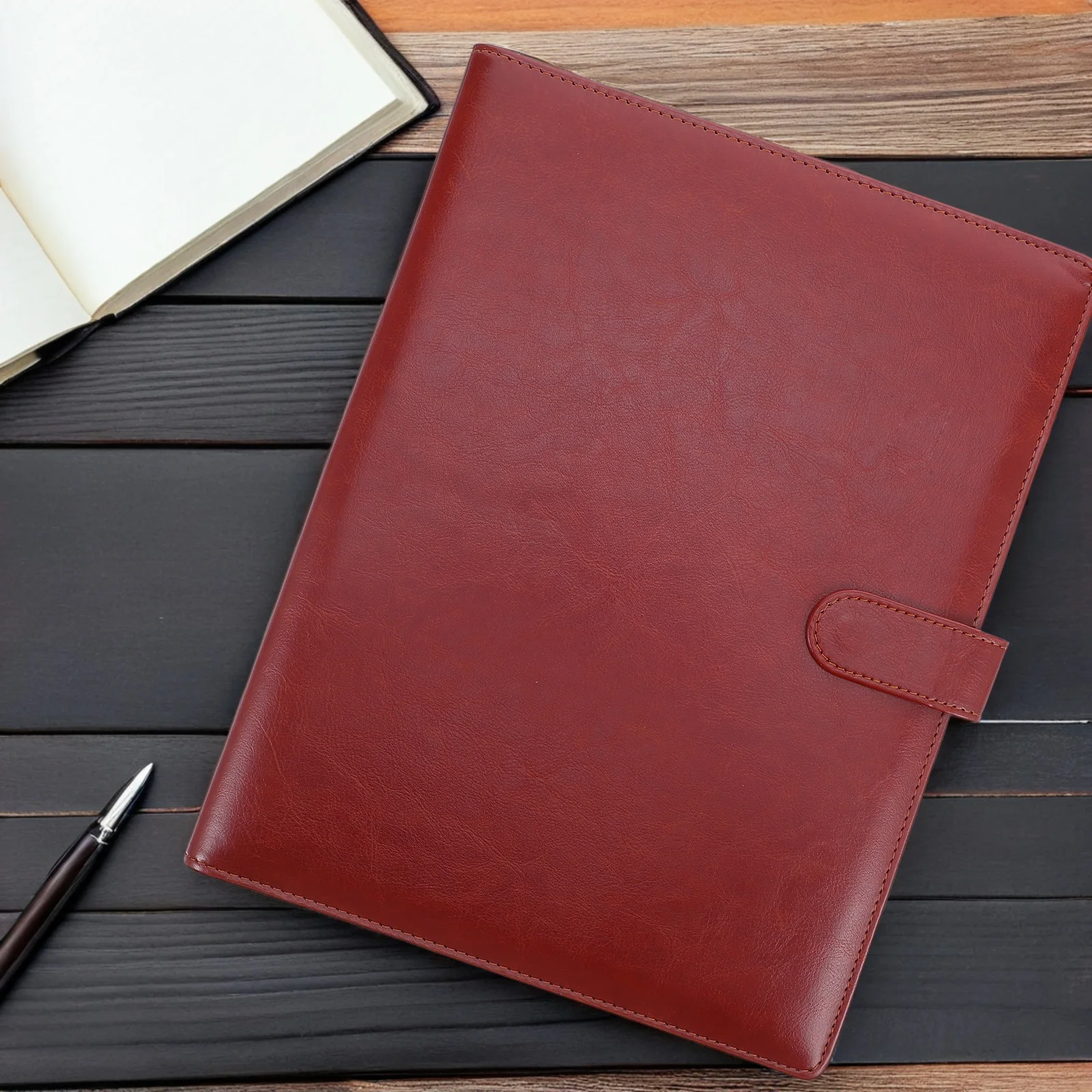 

Business Padfolio Folder Multi-Pocket A4 PU Document Organizer Clipboard Folder Office Supplies Office Folders