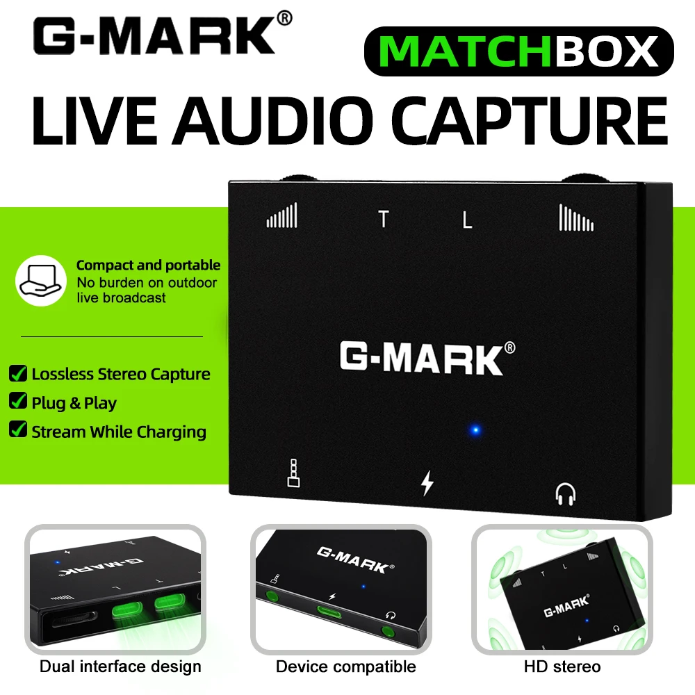

G-MARK Matchbox Livestream audio interface adapter for live recording broadcasting, mixer output phone converter audio collector