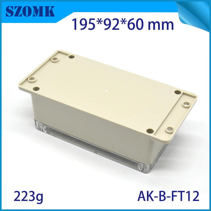 195*90*60mm Abs Pcb Enclosure Custom Grey Network Plastic Control Box Wall Mount Clear Lid Junction Box Ip65