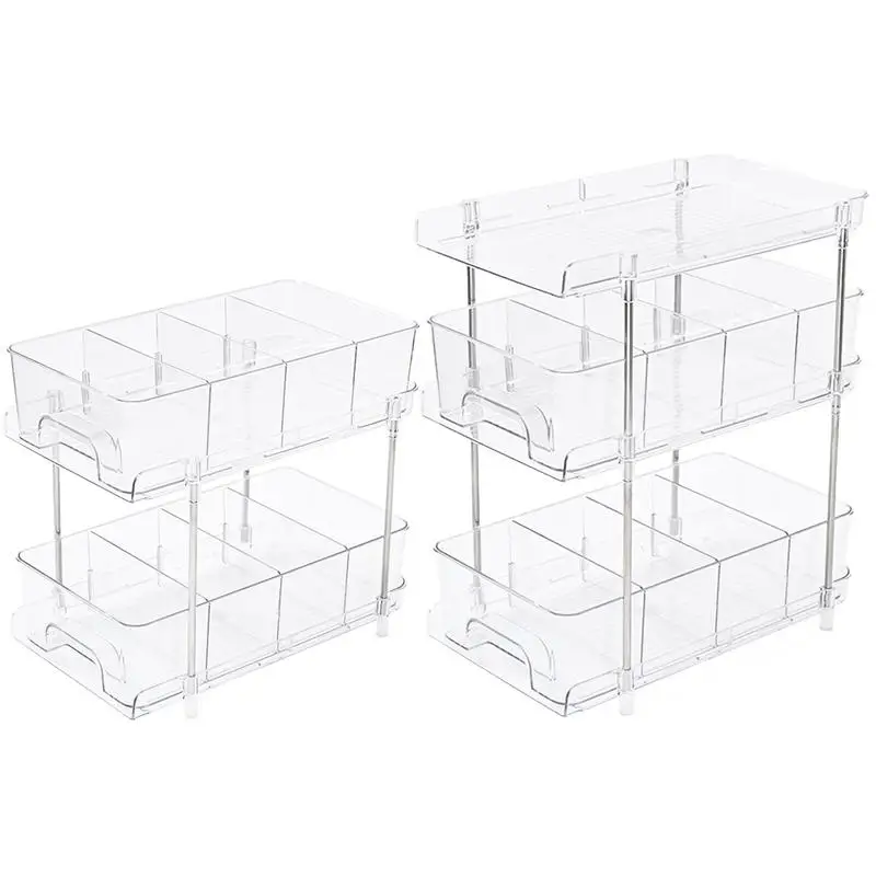 

Clear Makeup Organizing Bins Durable Desk Dividers Bin Bedroom Dresser Multifunctional Makeup Organizer Storage Box Accessories