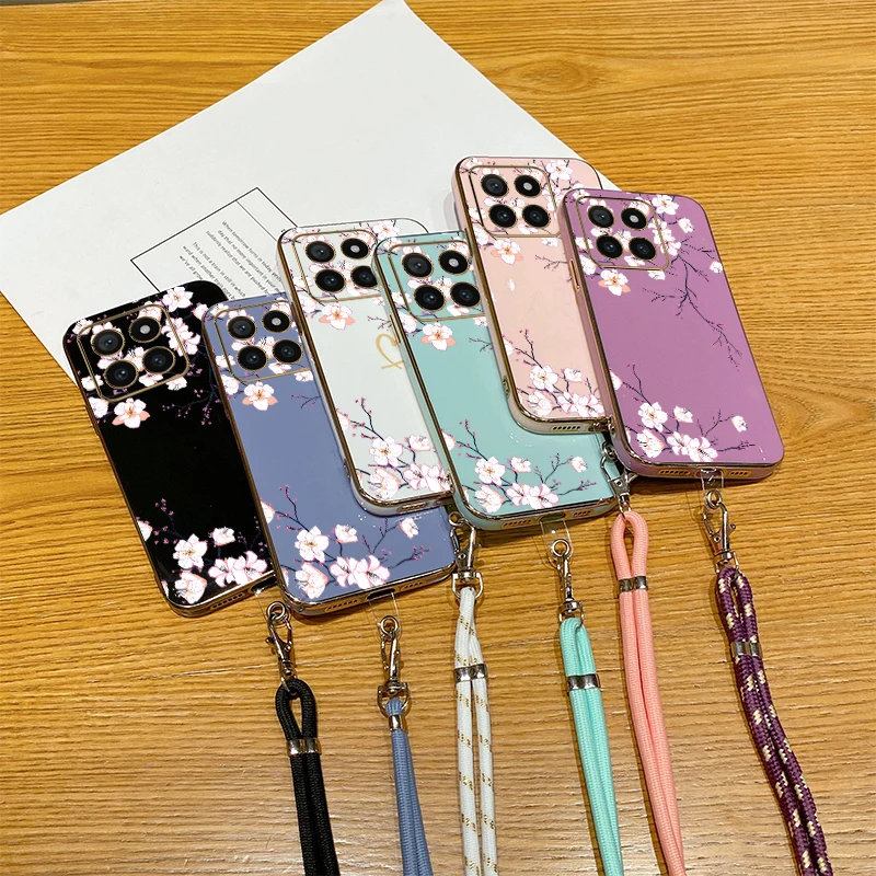 14 Plum Blossom Luxury Plating Phone Case For Xiaomi 14 14Pro 13 13Pro 12S 11T 12 12TPro 11Lite 12X 12T 11 Civi 4Pro 3 2 Cover