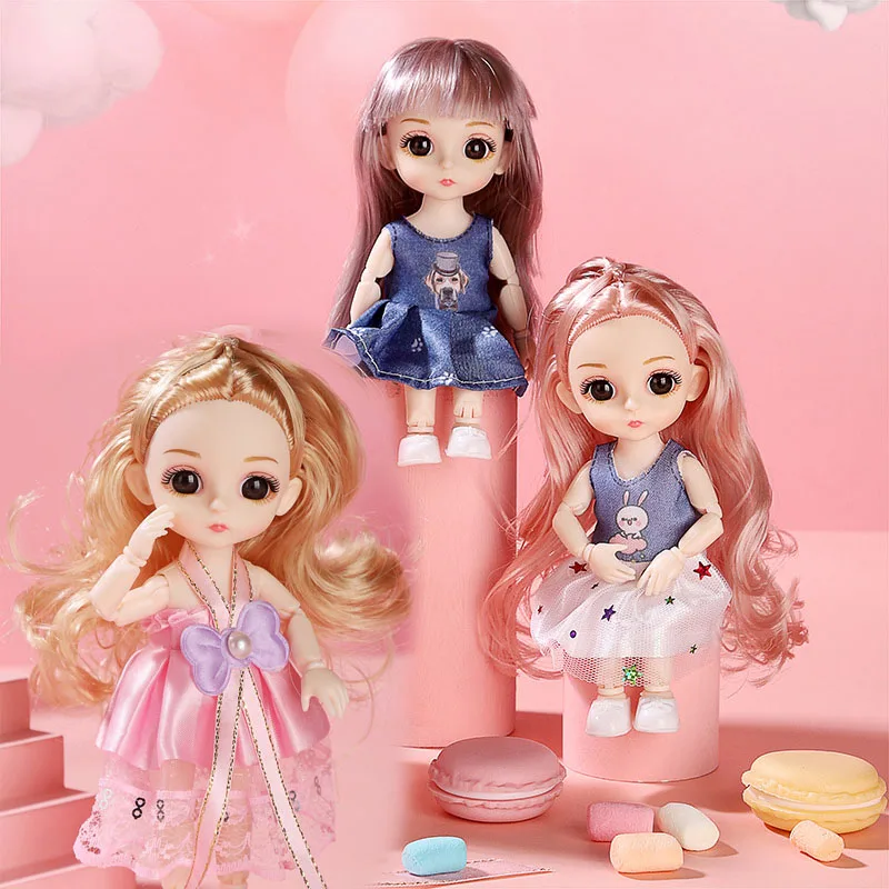 Leuke Bjd Poppen Voor Meisjes Verjaardagscadeau Jointed Byte Pop 16Cm 1/12 Dress Up Rok Schoenen Meisjes Prinses Speelgoed Leeftijd 3 Tot 10 Jaar