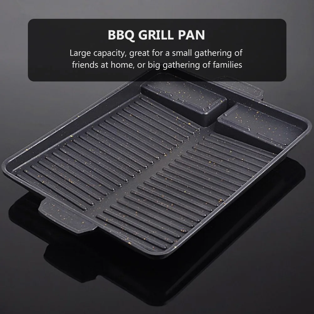 

1Pcs Bbq Grill Aluminum Alloy Non-Stick Grill Plate Square Durable Outdoor Barbecue Fry Pan Large Capacity Oil Leakage