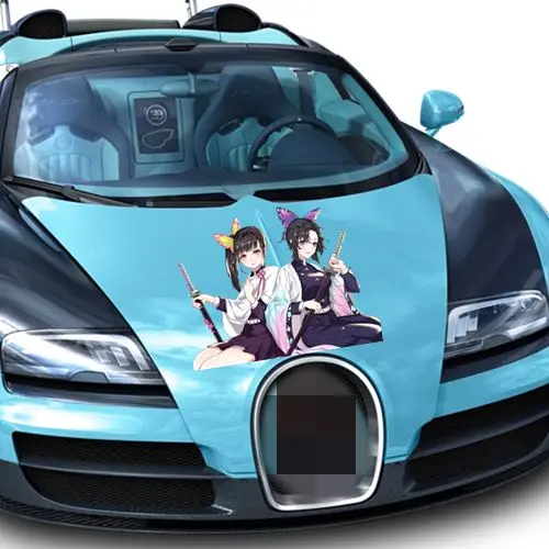 Three Ratels FC490 Car Accessories  Anime Demon Slayer Shinobu Kocho 3D Poster Cartoon Anime Car Hood Sticker Wallpaper Decal