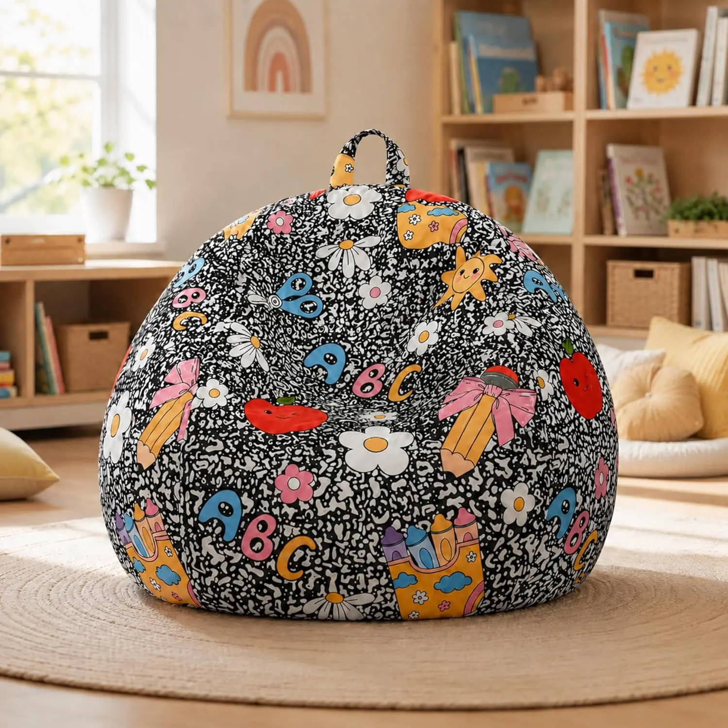 

Large Washable Stuffed Animal Storage Beanbag Chair Cover with Zipper for Kids Plush Toys Organization