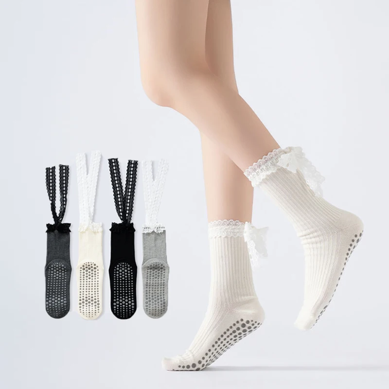 

Носки для йоги женские хлопковые с силиконовыми вставками, нескользящие, для пилатеса, с усиленным захватом