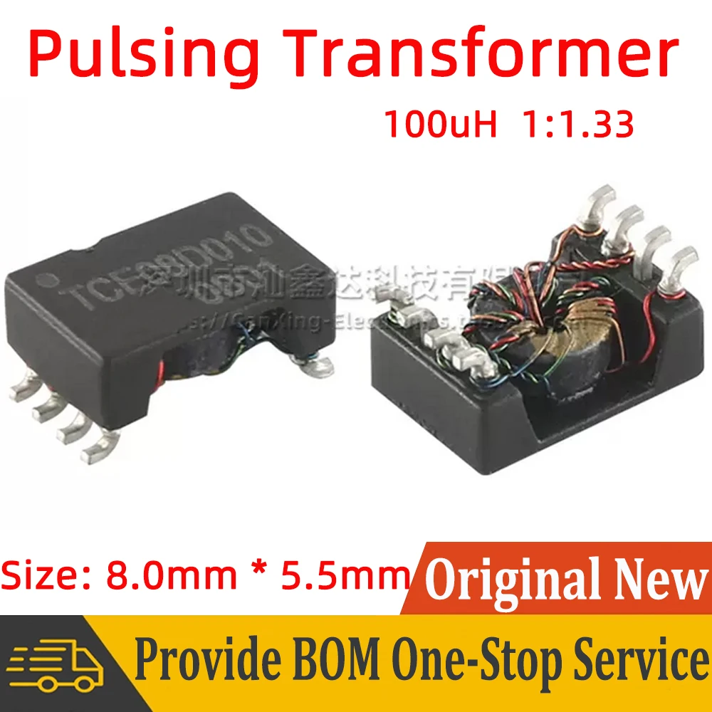 5pcs TCE08D010 SMD High Frequency Isolated Pulsing Signal Transformer Turns Ratio 1:1.33 Inductance 100uH Isolation Tapped