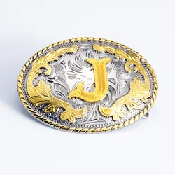 White K gold pattern 26 English letter belt buckle head fashion casual gold buckle