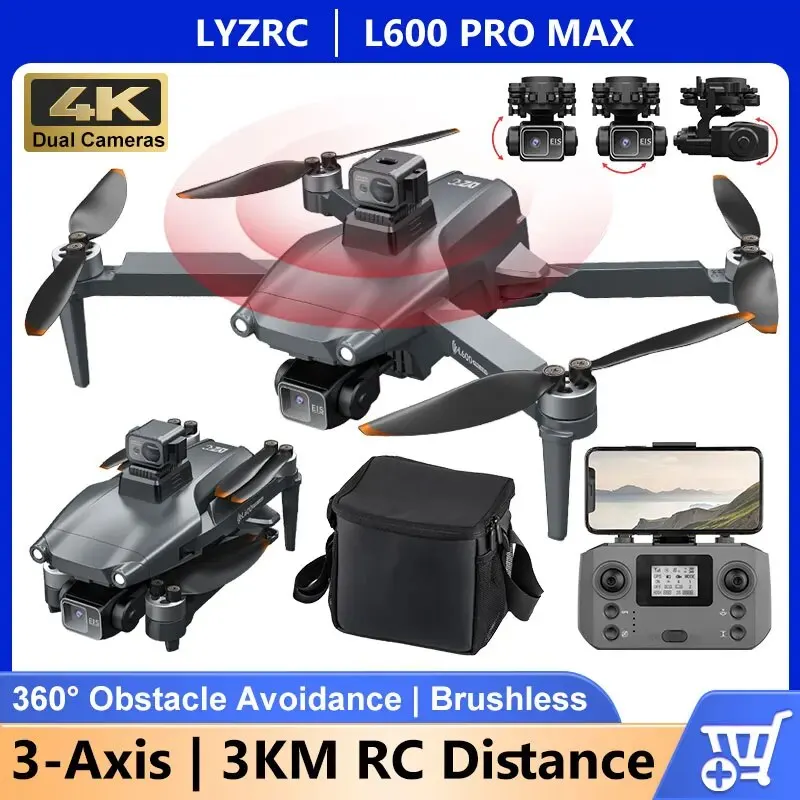 L600 PRO MAX GPS Drone 3-osiowy gimbal Bezszczotkowa kamera 4K HD 360 Unikanie przeszkód 5G WIFI Składany quadcopter FPV RC Zabawki Prezenty