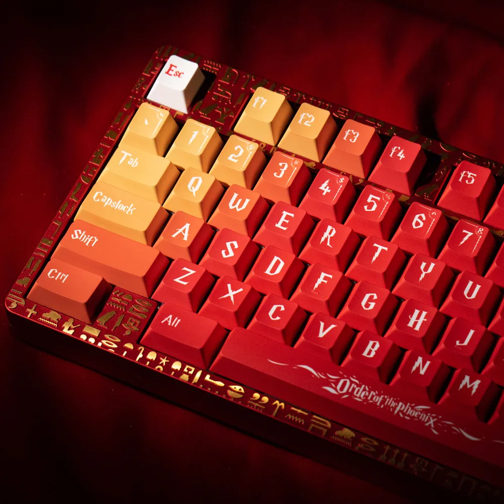 

The Order of The Phoenix Keycap Cherry Profile DYE Subbed 142 Keys ANSI Layout ISO Enter For RK61 64 68 RK84 Mechanical Keyboard