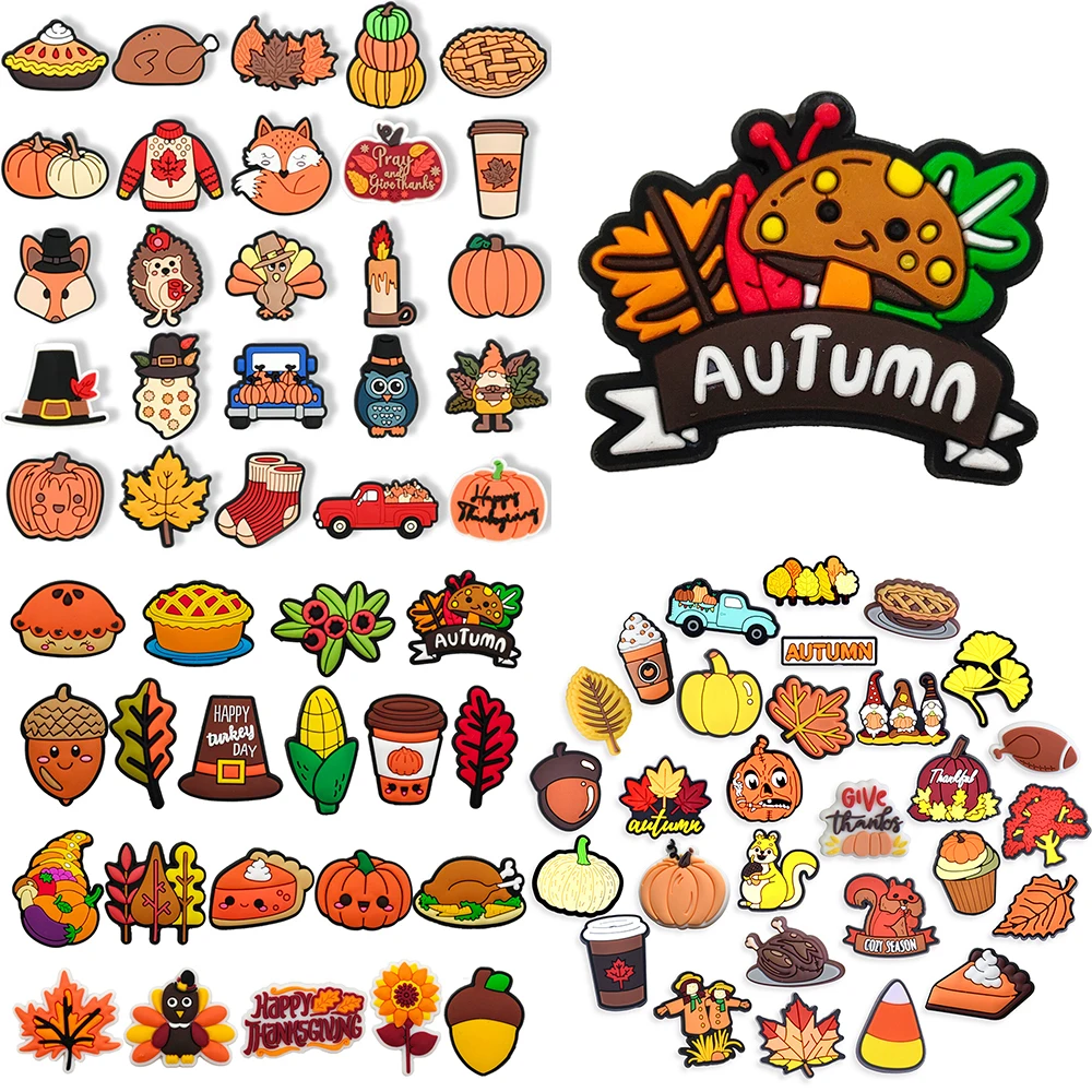 

20-29pcs/SET Thanksgiving Day Series for Shoe Charms Designer Accessories DIY Decoration for Classic Clog Kids Gifts Hot Sale