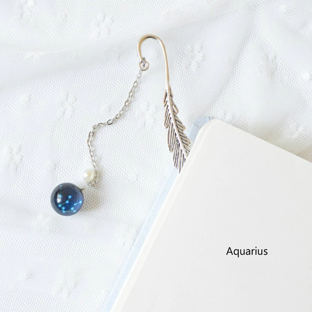 Articoli per ufficio Segnalibro creativo in metallo Lettura Segnalibro con piume Segnalibro Segnalibro con 12 costellazioni Ciondolo Segnalibro nottilucenti