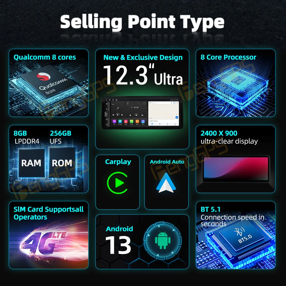 راديو السيارة شاشة رقيقة جدا أندرويد 13 لهوندا أكورد 2014-2017 مشغل وسائط متعددة ستيريو Carplay السيارات لتحديد المواقع والملاحة المضيف واي فاي #3