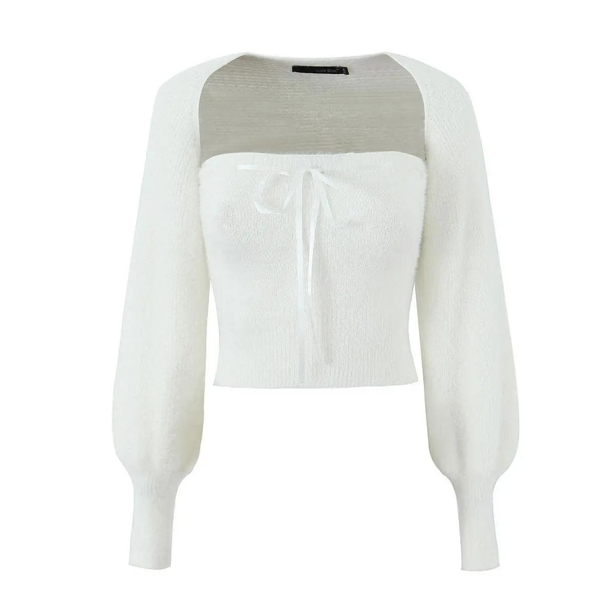 Women 2pcs Not Your Rose Soft EFFY BOLERO Set Beige Black Pink Ribbon Tube Top Cardigan