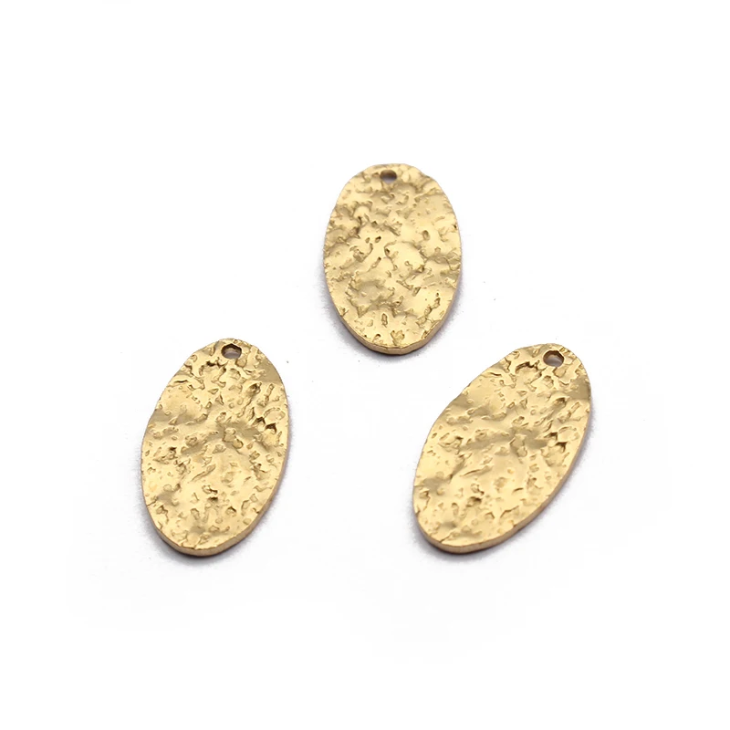 20pcs/lot Raw Brass Hammered Oval Charms Pendant Bracelet Tags Charms For DIY Necklace Earrings Jewelry Making Supplies