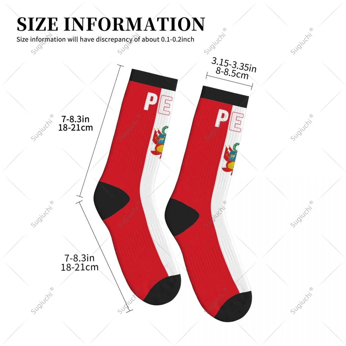 ثلاثية الأبعاد مطبوعة بيرو العلم البوليستر منتصف العجل الجوارب للرجال النساء Kawaii الجوارب الشارع سكيت الجوارب