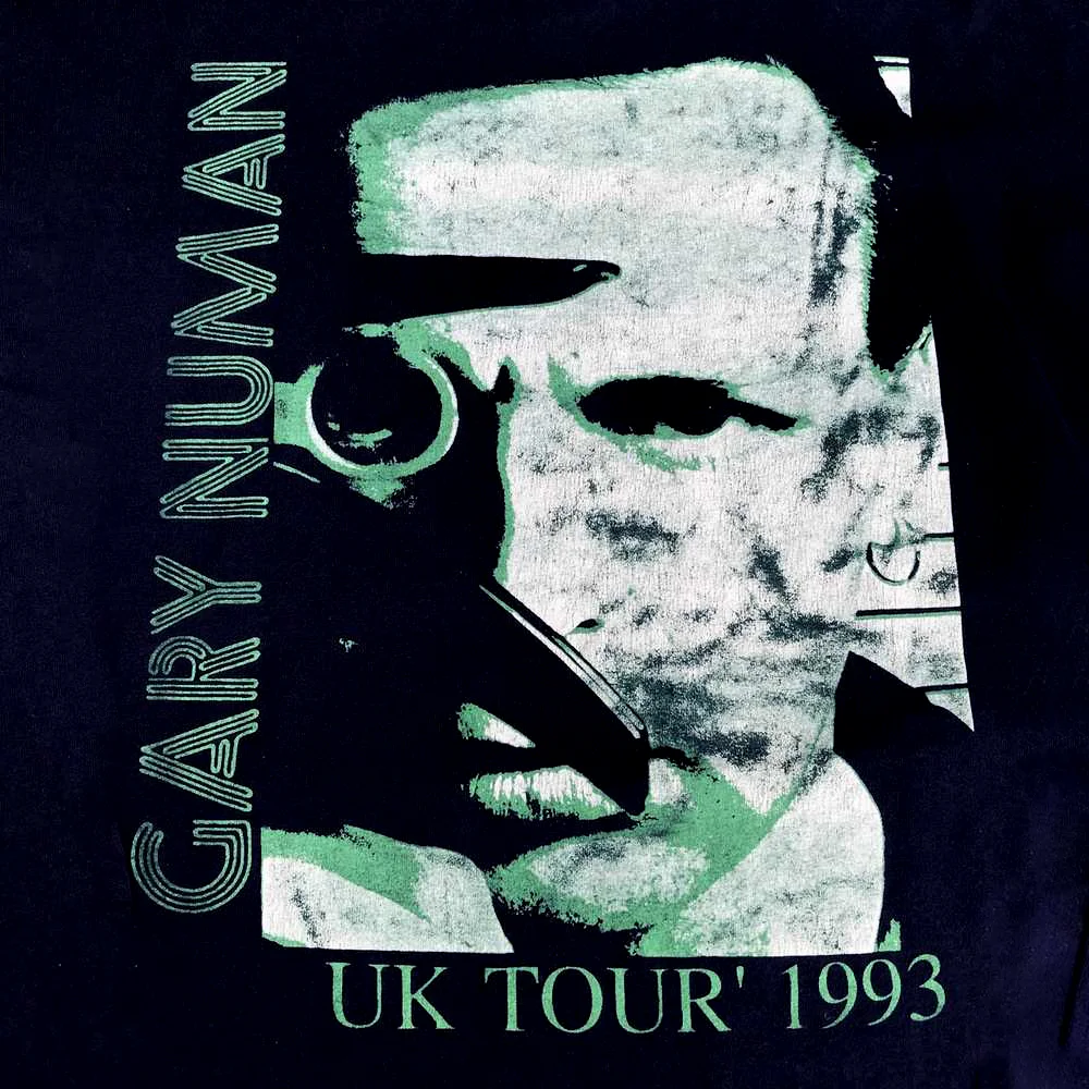 Gary NUMAN-UK TourコンサートTシャツ、コットンユニセックスシャツ、フルサイズ