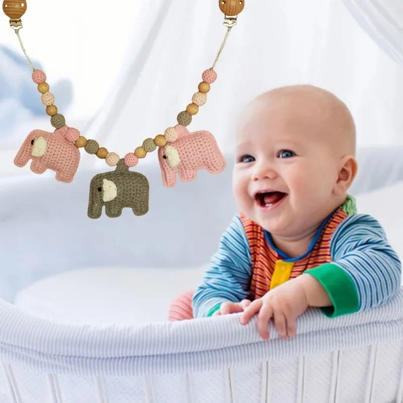 Clip de madera para cochecito de bebé, juguetes para gimnasio de bebé, colgantes, juguetes, sonajero para cochecito de bebé, sonajeros móviles, cuentas de silicona para dentición