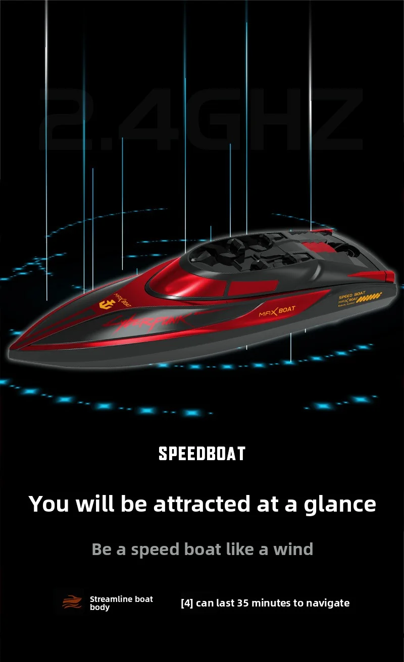 เรือบังคับวิทยุไร้สาย 2.4g ความเร็ว 15 กม./ชม. ของเล่นเด็ก เรือเร็ว ของเล่นน้ำ ของขวัญคริสต์มาส ขายส่ง