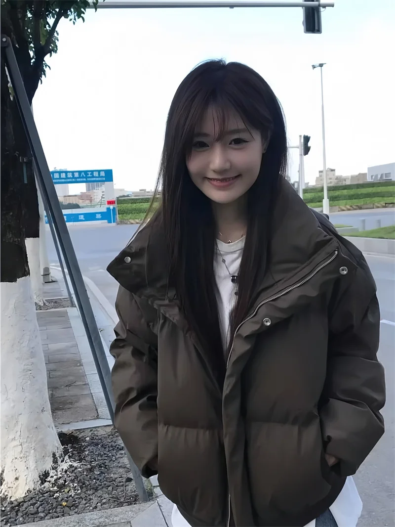 

Puffer Parkas Womens Girl Winter Coat Casual White Green Cotton Fall Navy Quilted Simple Slim Fur Collar Black Regular Zip Pure