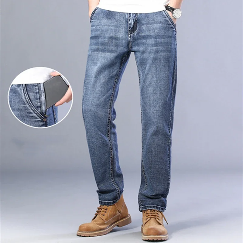 2025 Men Jeans Zipper Guard Against Theft 28-44 Large Size Harem Pants Loose Comfortable Trousers Classic Casual Daily Clothing