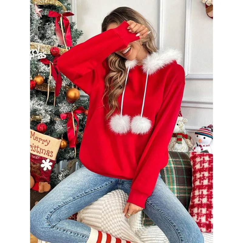

Женская толстовка Chrisas Plush Sweat с рождественским дизайном, из мягкой вельветовой ткани, модная уличная одежда, весенняя коллекция