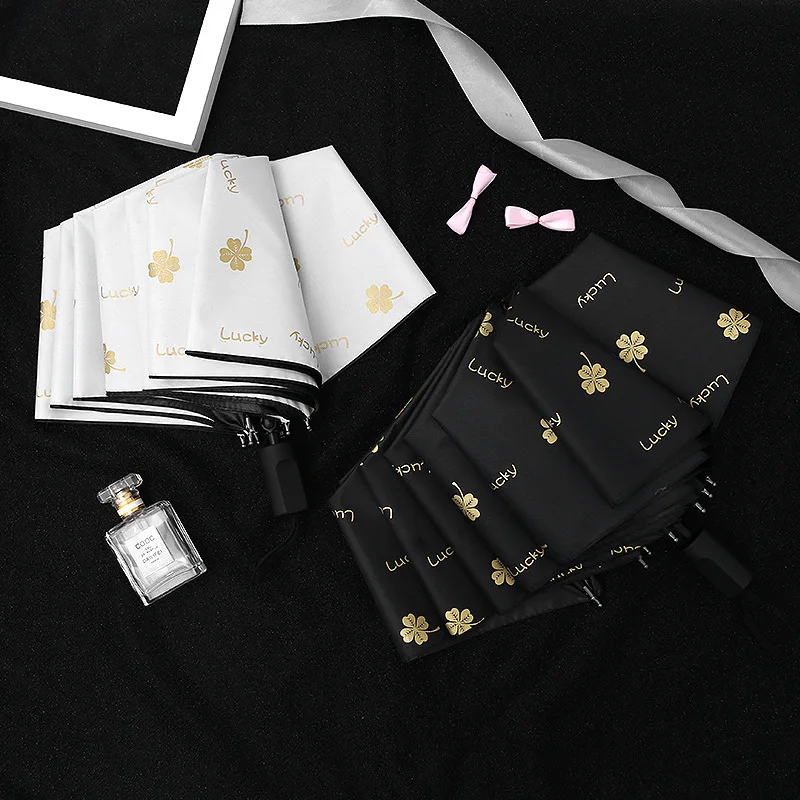

Three Black Rubber Umbrella UV Protection Sun And Rain Umbrella Foldable Sunny And Rainy Dual Purpose Sunshade Umbrella