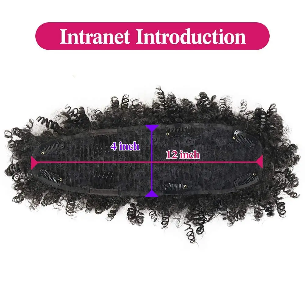 Afro High Puff Hair Bun Ponytail Drawstring With Bangs Synthetic Jerry Curly Mohawk Kinkys Curly Fauxhawks Pony Tail Clip in on