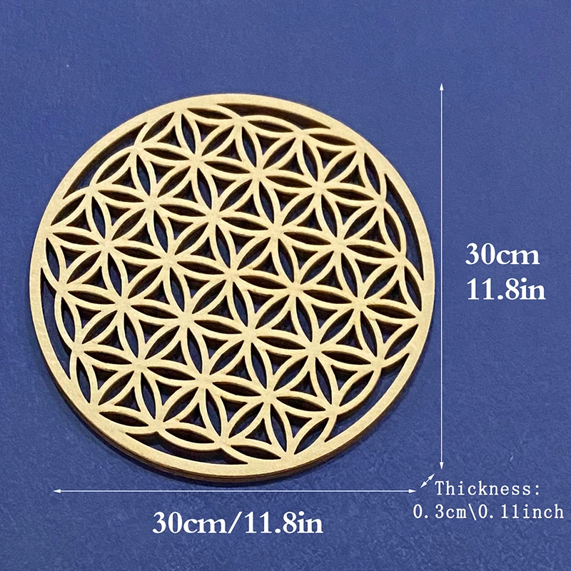 1PC Chakra Flower Of Life Natural Symbol Kinds Wood Round Edge Circles Carved Coaster For Stone Crystal Set DIY Decor