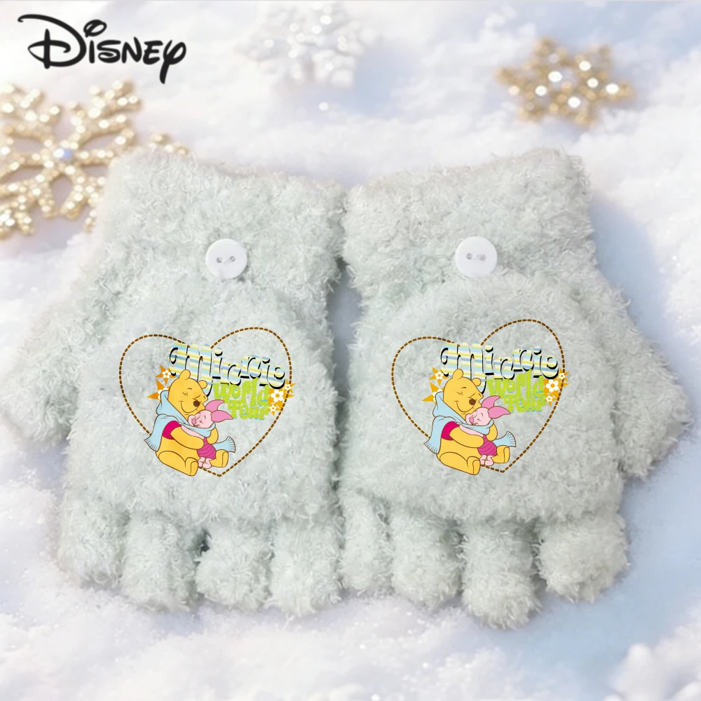 ديزني ويني بوه طباعة قفازات للأطفال الشتاء الدافئة اكسسوارات ويني بوه القفازات أصابع قفازات العمل ملابس رياضية الهدايا #1