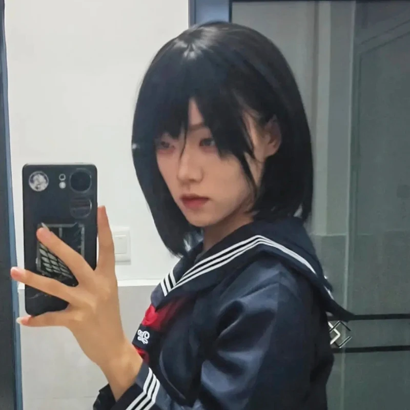 Game SILENT HILL F Shimizu Hinako Cosplay Wig Women Black Bob Haircut Hair Heat Resistant Synthetic Wig Halloween Party Prop