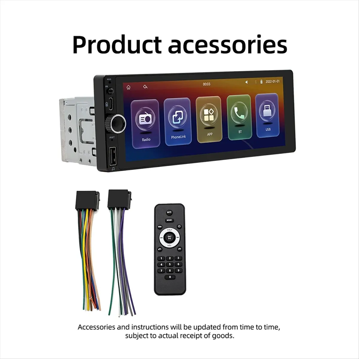 (DT37) 1 Din 6.86 Inch Car Radio Wireless CarPlay Android Auto Multimedia Player Universal MP5 Player Mirror Link IPS Screen B