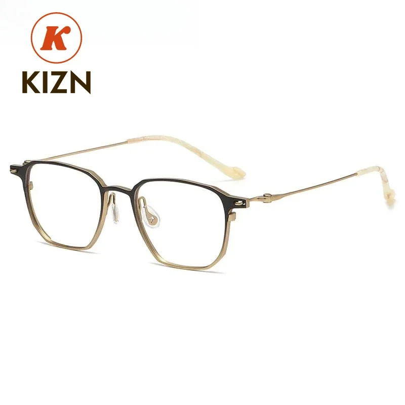 

Мужские и женские сверхлегкие оправы для очков KIZN из чистого титана, высококачественные, для коррекции зрения, ультратонкие