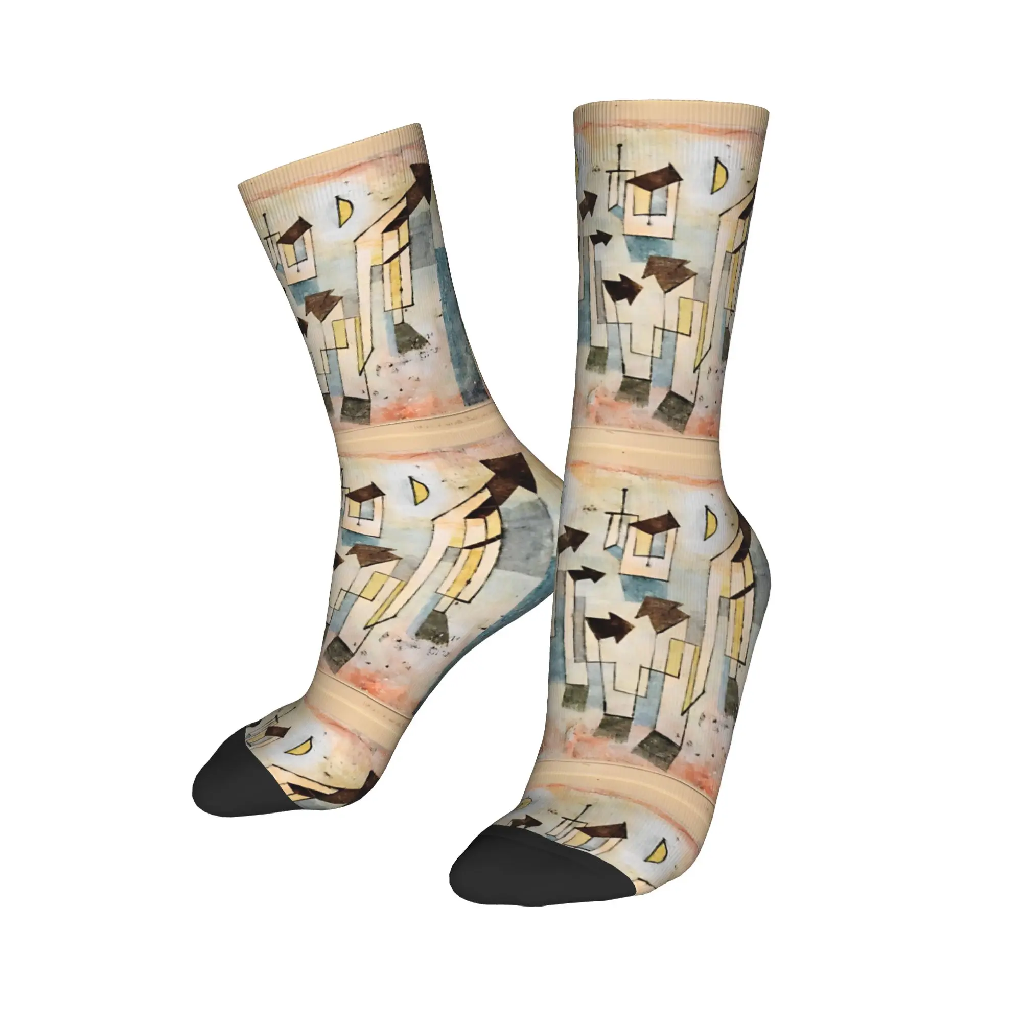 Autumn Winter Crazy Design Women Men Paul Klee The Hour Before One Night  Socks  Breathable Skateboard Socks