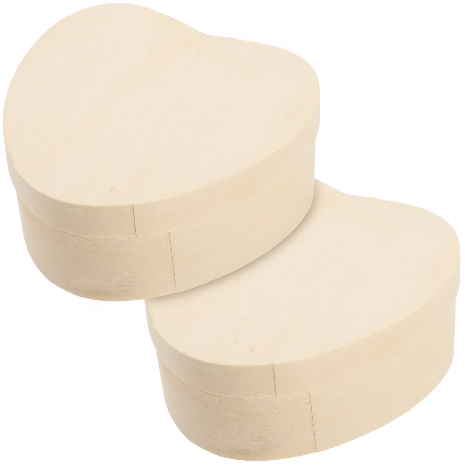 

2Pcs Heart Shape Wooden Boxes Unfinished Blank Natural Wood Storage Boxes DIY Jewelry Box Handmade Craft Decoration for Desk