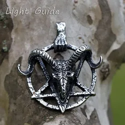 2022 NEW Men's 316L stainless-steel Viking fallen angel Satan demon sheep head Pendant Necklace  Animal jewelry free shipping