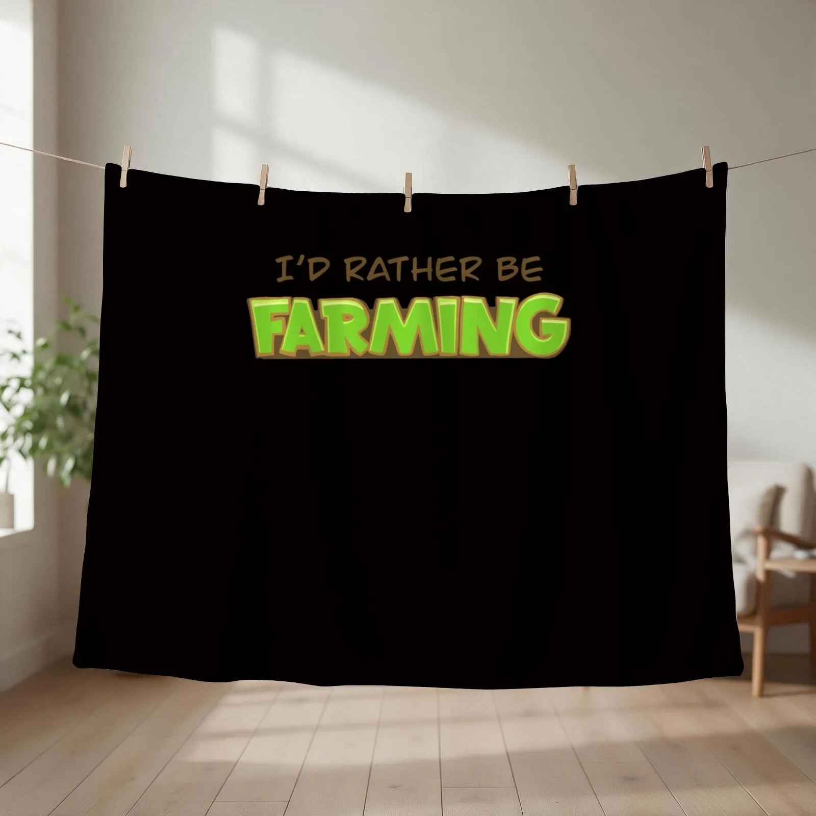 I’d rather be farming Throw Blanket couch cozy soft plush fuzzy picnic outdoor blanket