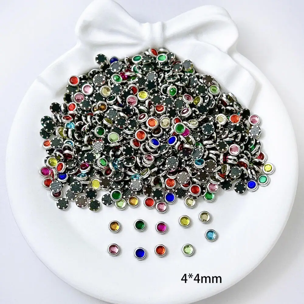 50 Stück Mini Bunte Quadratische Ovale Strass-Steine Eingelegte Nagelcharms Minimalistische Flache Runde Legierungs-Nagelkunst-Dekorationen für DIY – Detail 1