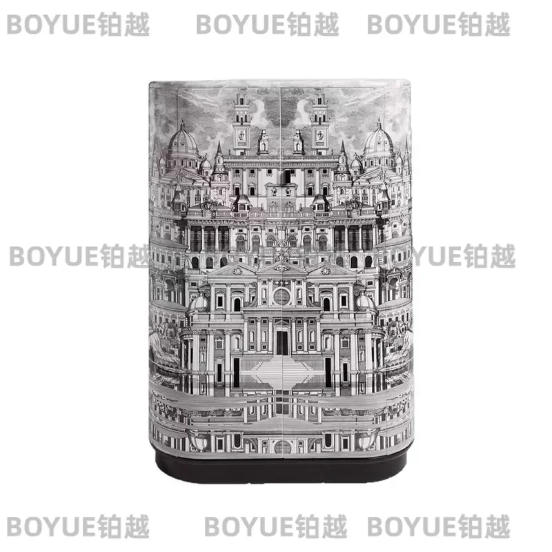 Luxury Solid Wood Sideboard Cabinet Creative Painted Storage Console for Living Room Dining Area Villa Entrance Decor
