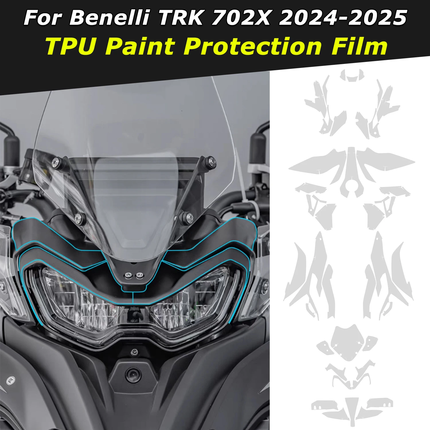 TRK702X New Motorcycle Invisible Paint Protection TPU Film For Benelli TRK 702X 2024-2025 Set Body Fairing Transparent Stickers