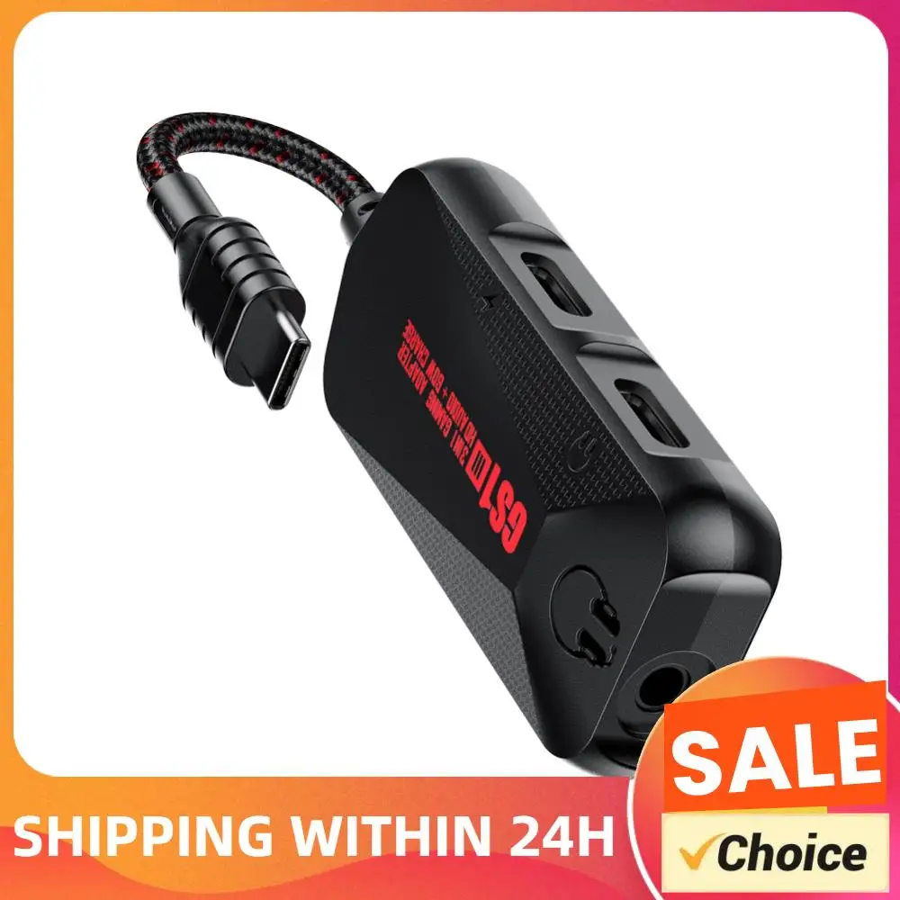 

3-in-1 Gaming Sound Card Type-C To 3.5mm Mobile Phone Game Sound Card 60W Nylon Portable 24Bit 96Hz Hi-Res Accessories