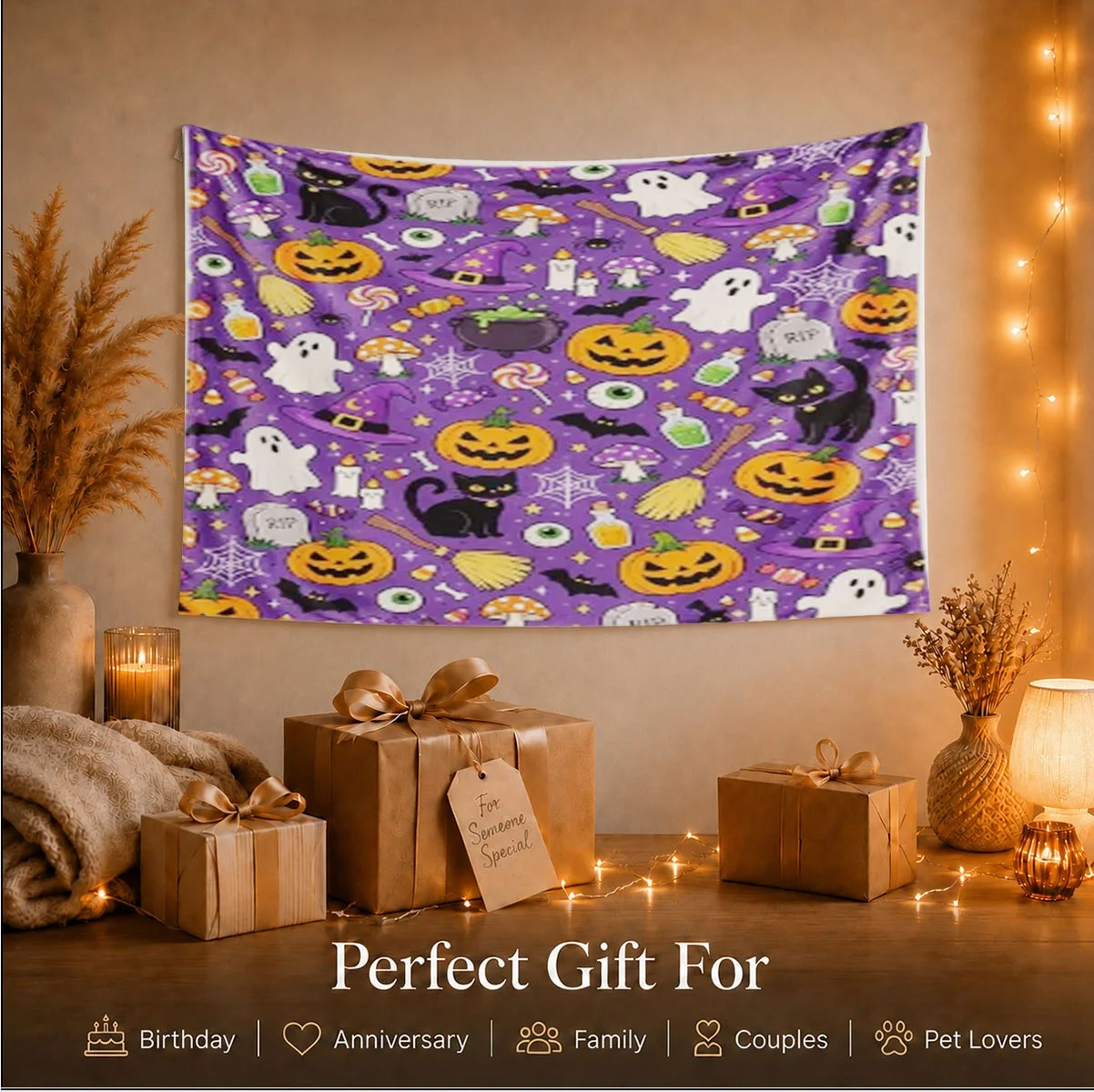 Tapestry Personalized Custom Picture Wall Hanging Soft and Comfortable All-Season Warm Blanket Sofa Bedroom Camping Travel Halloween Atmosphere Decorative Gift