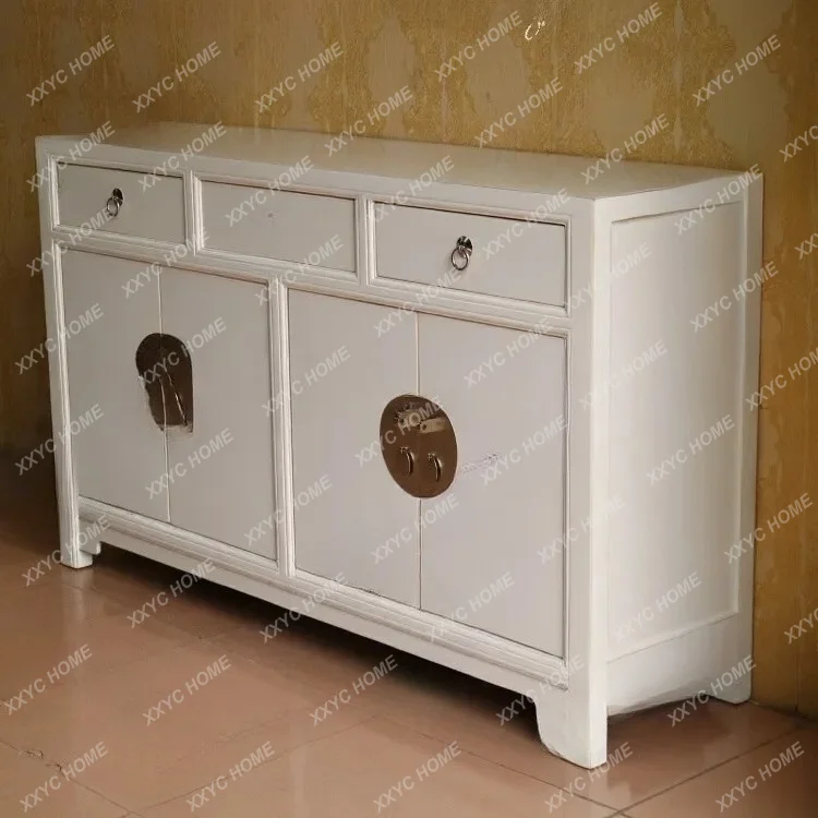 New Chinese solid wood antique simple shoe cabinet retro side cabinet
