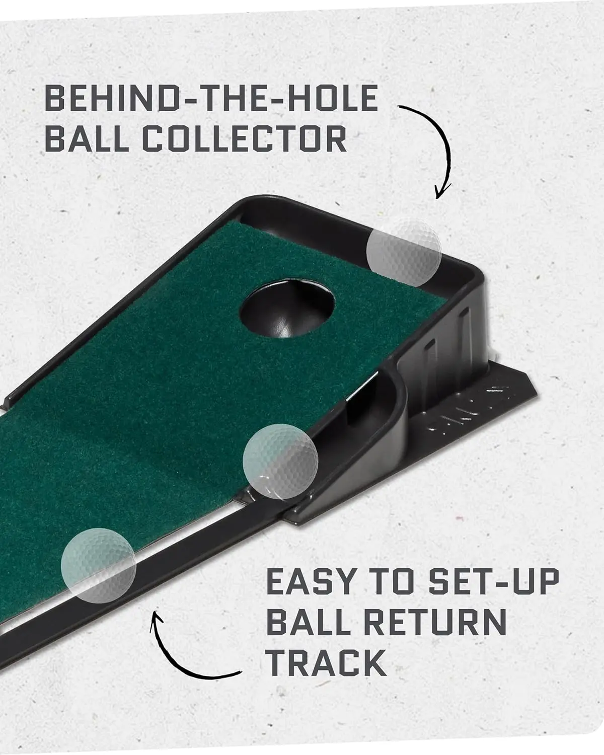 Golf Putting Mat with Auto-Ball Return & Behind-the-Hole Ball Collector