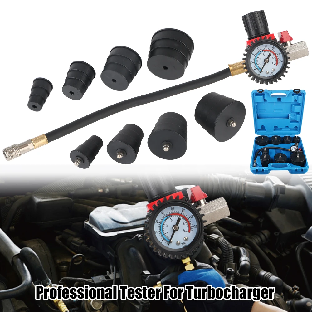 Car Repair Tools Turbocharger System Leak Tester 1-3/8'' 35mm to 3-1/2'' 90mm Adapters With Pressure Gauge 9pcs/Set 90psi/6bar view 3
