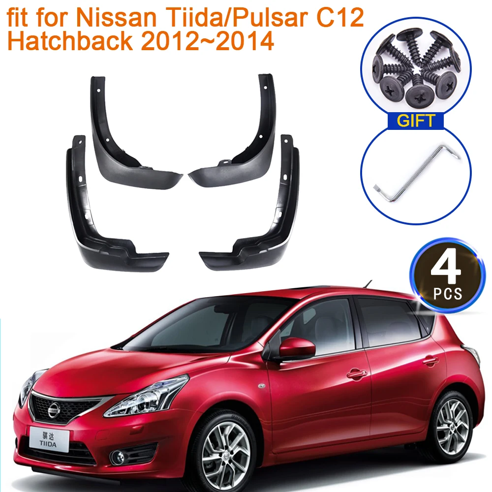 

For Nissan Tiida Pulsar C12 Hatchback 2012 2013 2014 Mud Flaps Mudguards Splash Fender Guard Front Rear Wheels 4Pcs Accessories