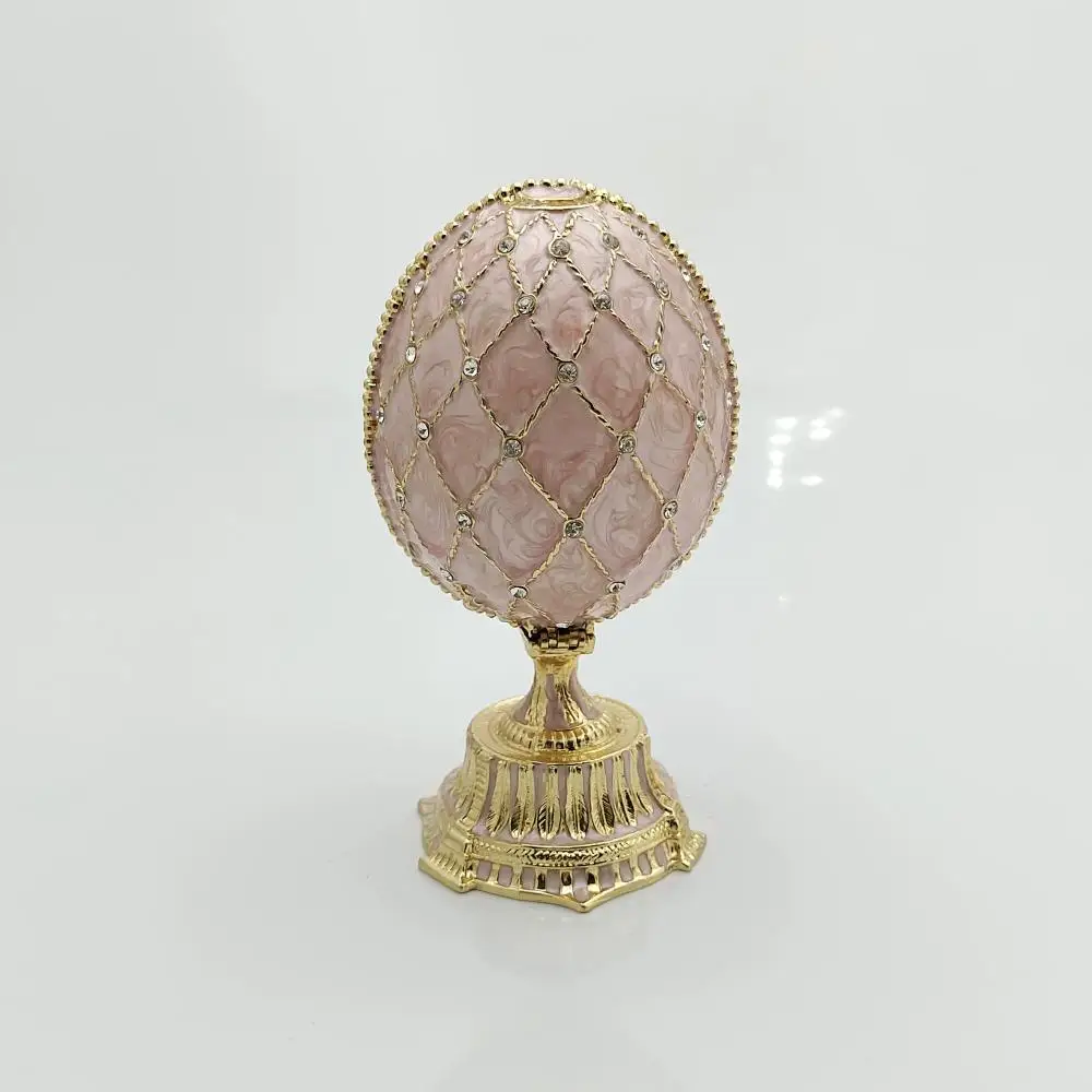 Enamel Faberge Crown Tower Easter Egg Jewel Case Jewelry Storage Box Handicraft Home Furnishing Articles Christmas Holiday Gift